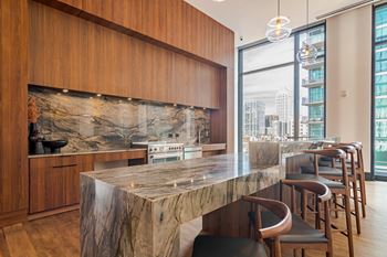 Community demo kitchen at 903 peachtree apartments in atlanta, ga 30309